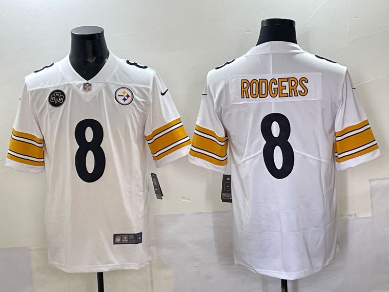 Men 2025 Pittsburgh Steelers #8 Rodgers White Nike Limited NFL Jersey style 02